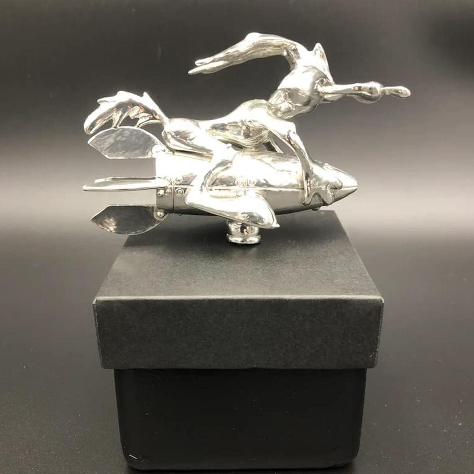 NEW Car Ornament Cartoon Rocket Rider Badge Mechanic Front Hood Decoration Auto