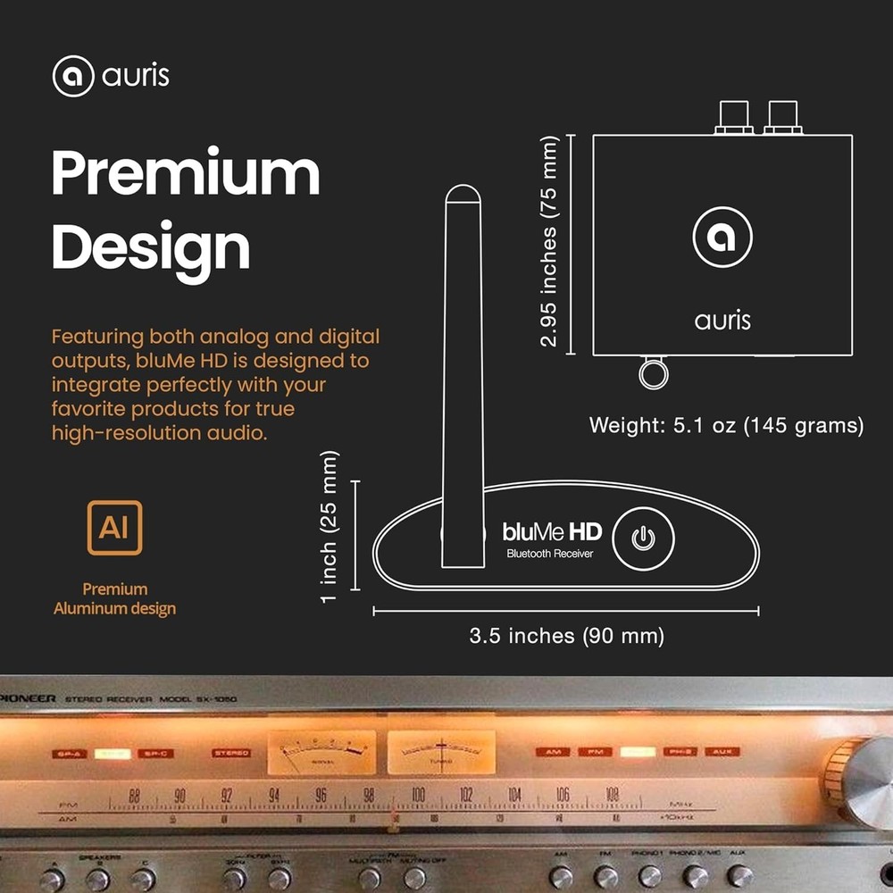 Wireless Music Adapter with Audiophile DAC for High Quality Audio Streaming