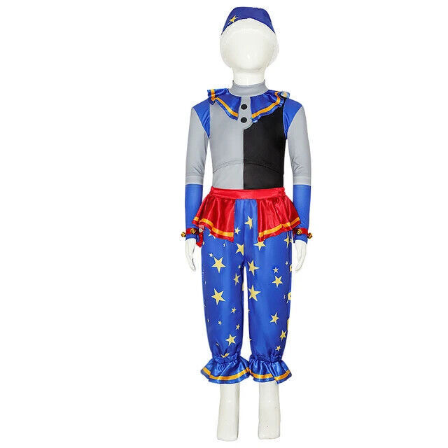 Kids Sun Moon Clown Freddy Cosplay Costume Jumpsuit Outfit