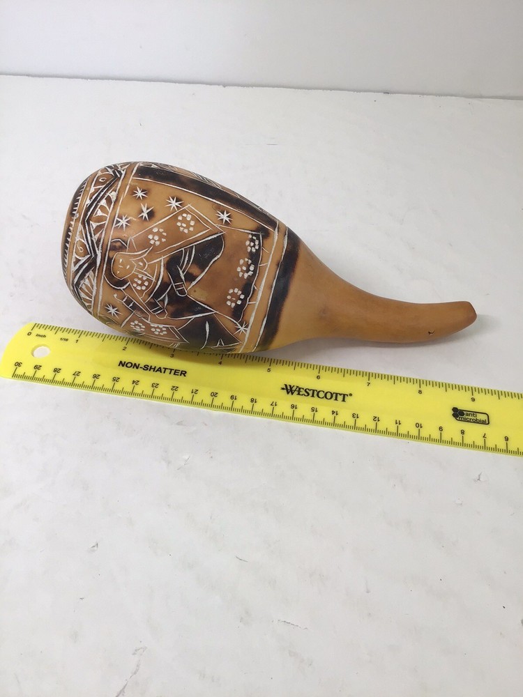 Peruvian Carved Taddpole Gourd Rattle