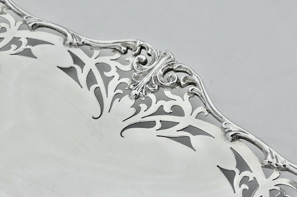 RARE GEORGE VI HM STERLING SILVER PIERCED RECTANGULAR FRUIT BOWL 1938
