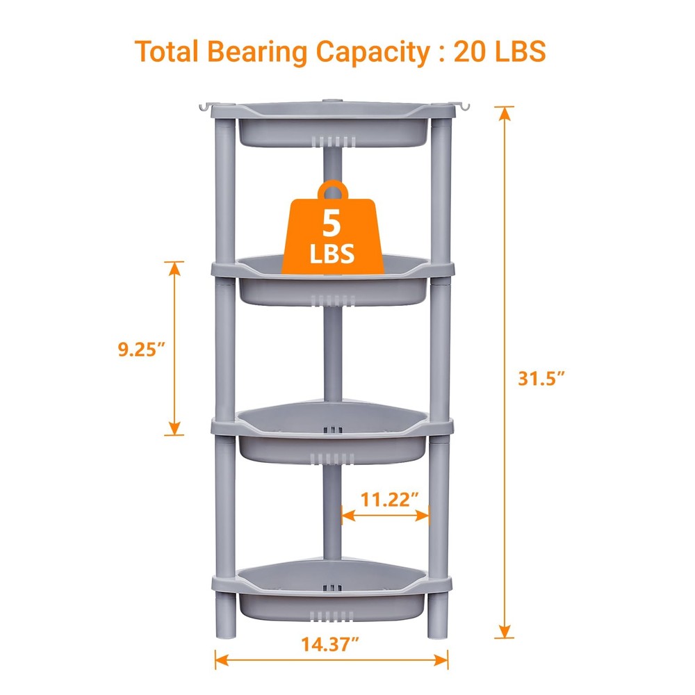 ELYKEN 4-Tier Corner Shower Caddy Organizer Shelf - Rustproof, Adjustable