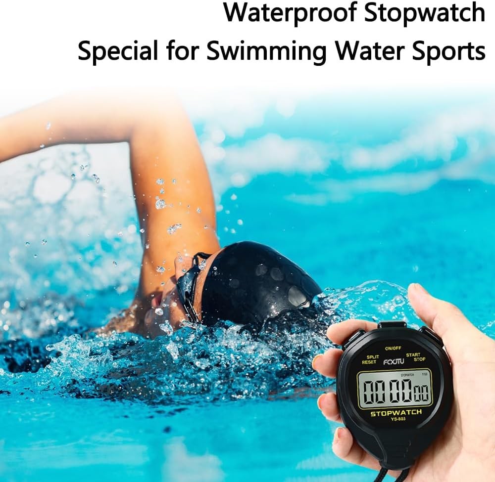 FCXJTU Digital Simple Stopwatch Timer, No Bells, Alarm, Basic Black