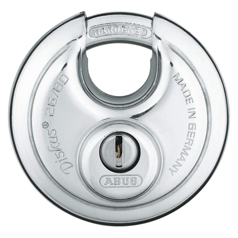 ABUS 26/80 KD Keyed Padlock, 63/64 in,Round,Silver 3TMP6