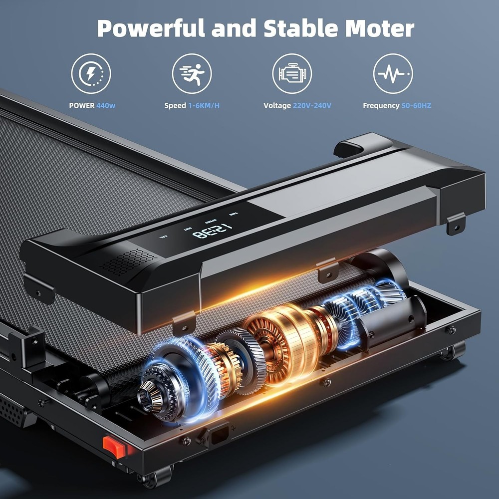 Compact Folding Treadmill with Handle Bar - Perfect for Small Spaces & Quiet ...