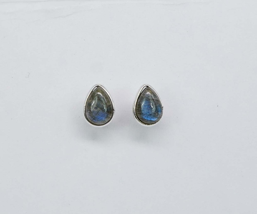 925 Solid Sterling Silver Labradorite Pear Shape Stud Earring