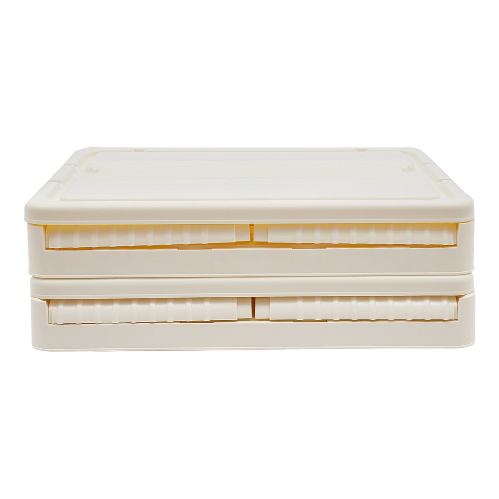 2-tier Foldable Storage Bin Stackable Storage Storage Box Home 62.3QT Capacity