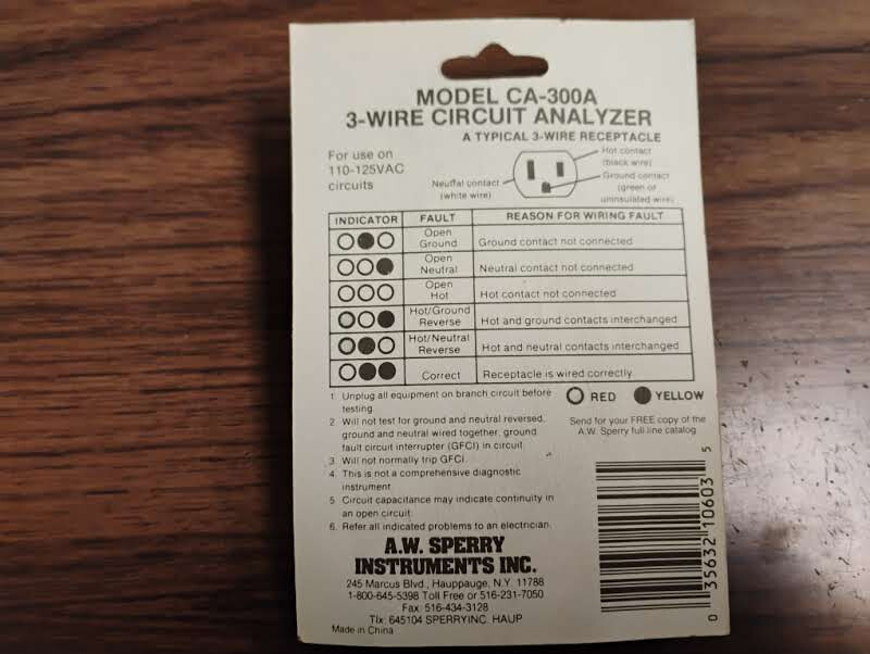 A.W. Sperry Instruments CA-300A - 3 Wire Electrical Circuit Analyzer - NOS