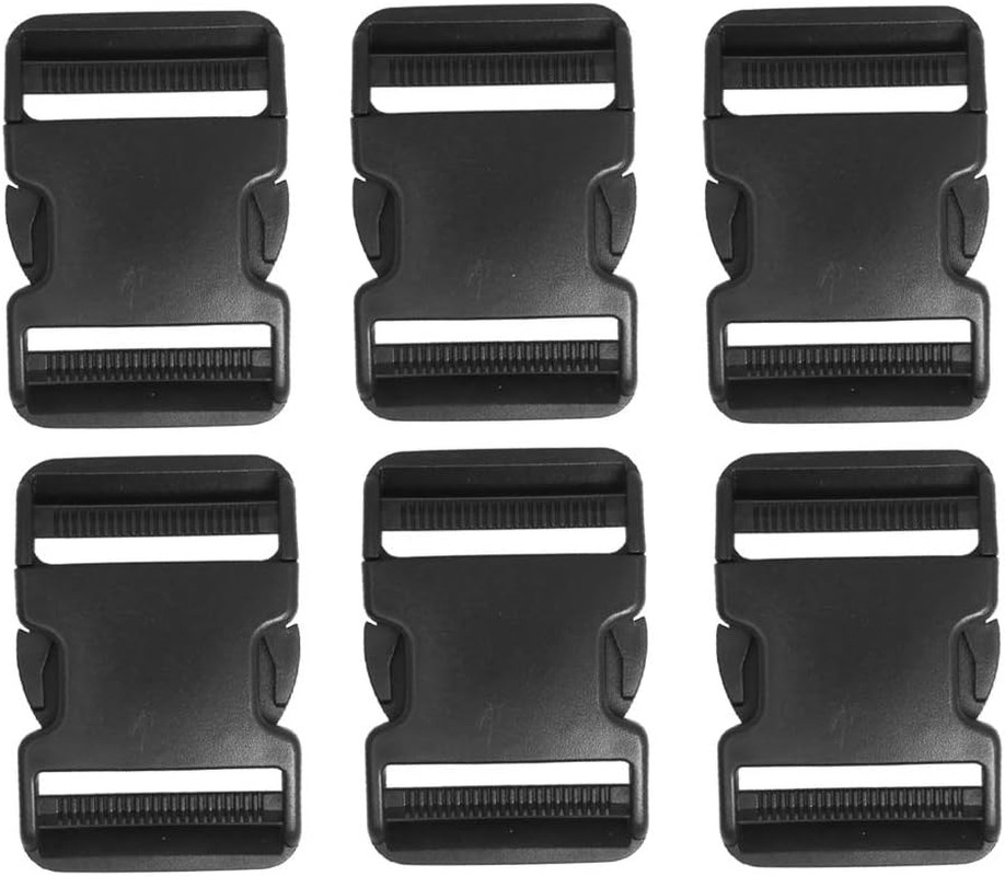 6 Pack 2 Inch Flat Dual Adjustable Plastic Side Release Plastic Buckles for Back