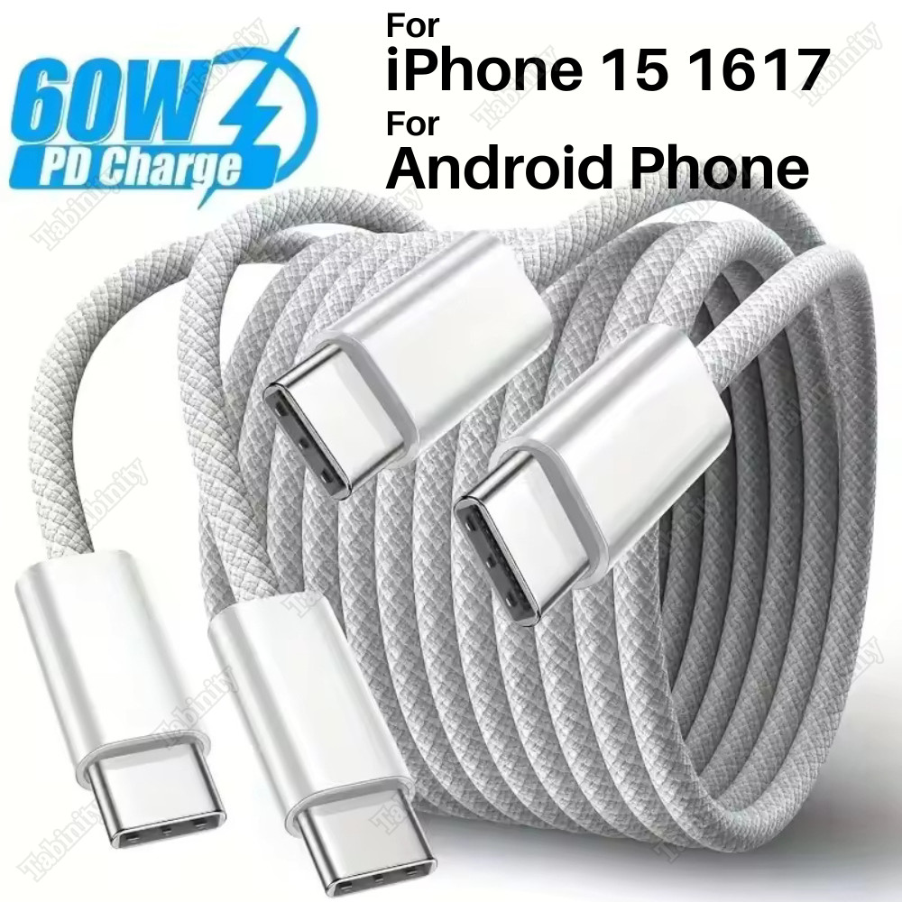 60W USB-C to USB-C Fast Charger Cable Lot Nylon Cord For iPhone 15 16 17 Samsung