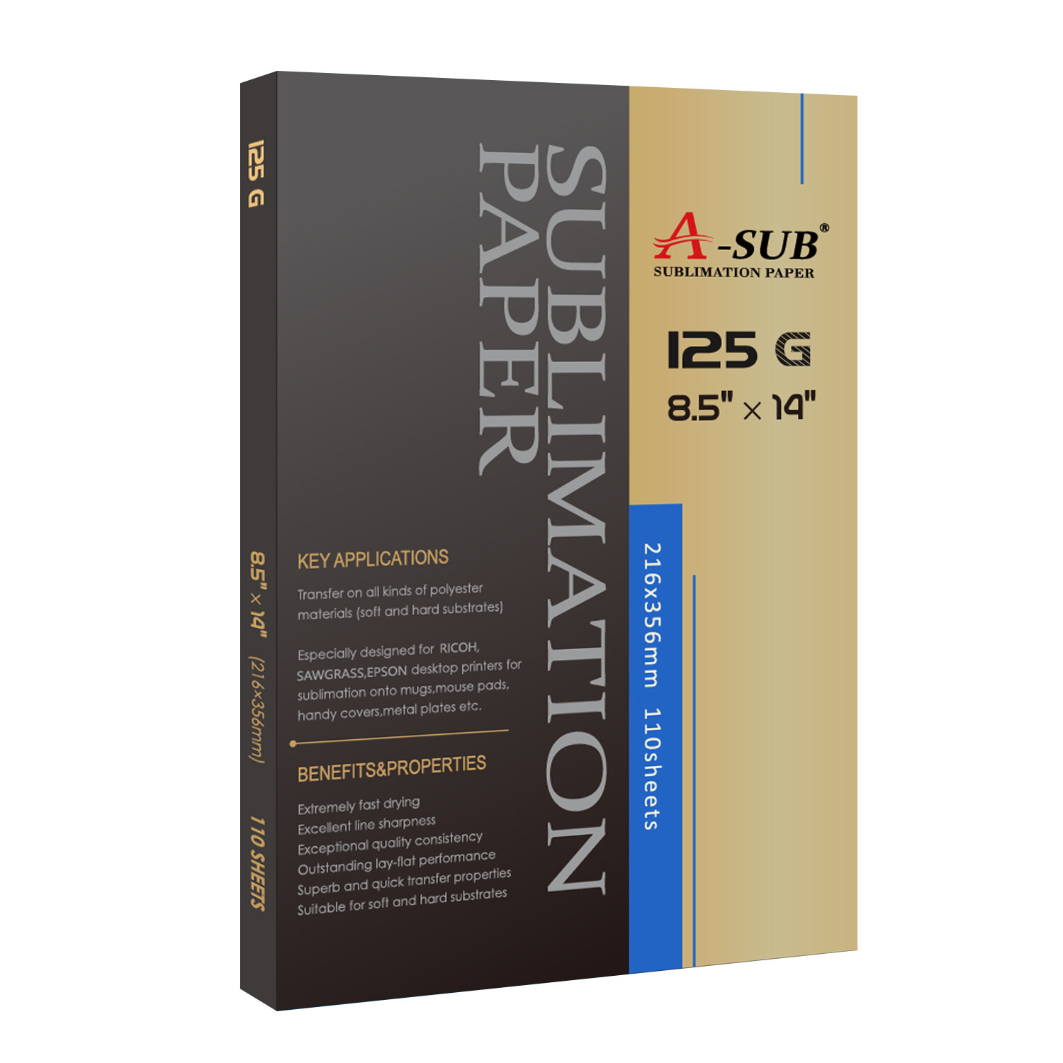 Lot Bulk 125g A-SUB Sublimation Paper 8.5x11 8.5x14 11x17 13x19 110-1100 Sheets