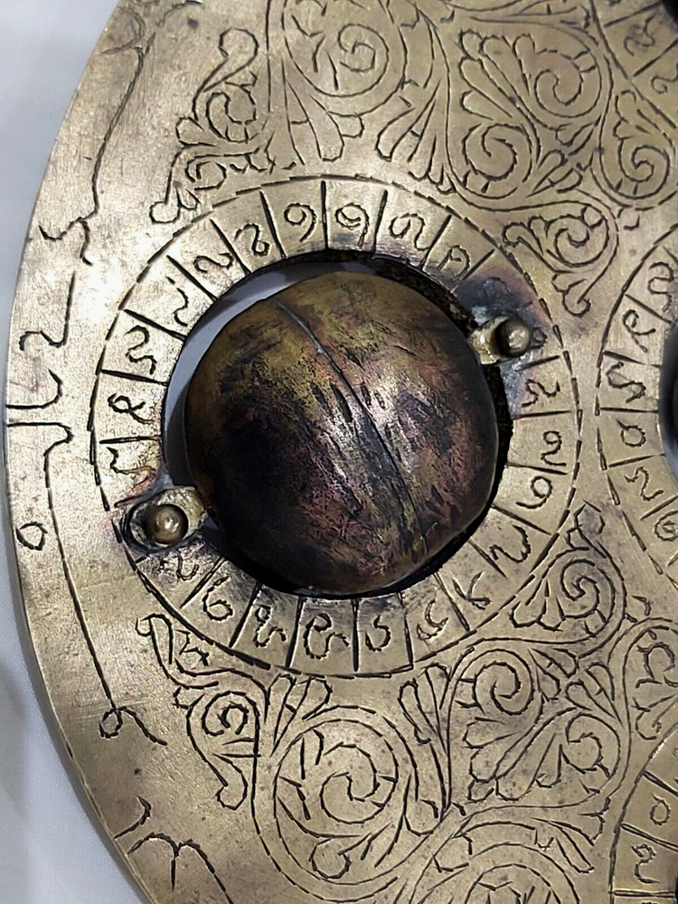 Heavy Ottoman Talismanic Magic Brass Celestial Astrolabe with Talisman Inscripti