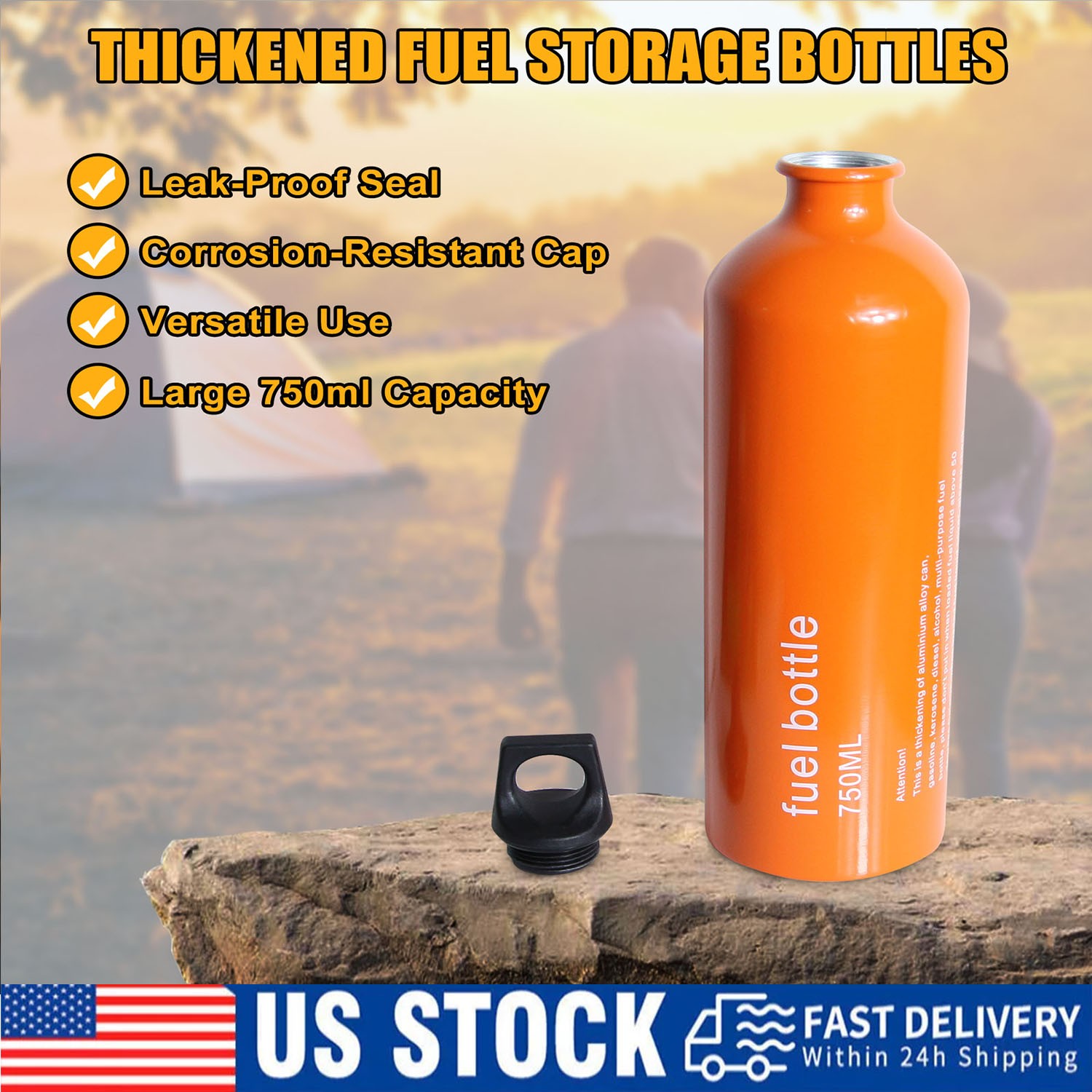 Portable Outdoor Fuel Tank Reserve Bottle Petrol Gasoline Oil Storage Can 750ml