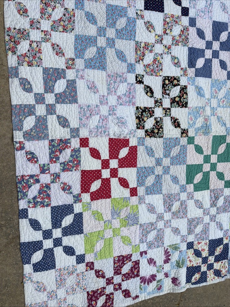 VTG Small Patchwork Cotton Quilt 74" X 58"