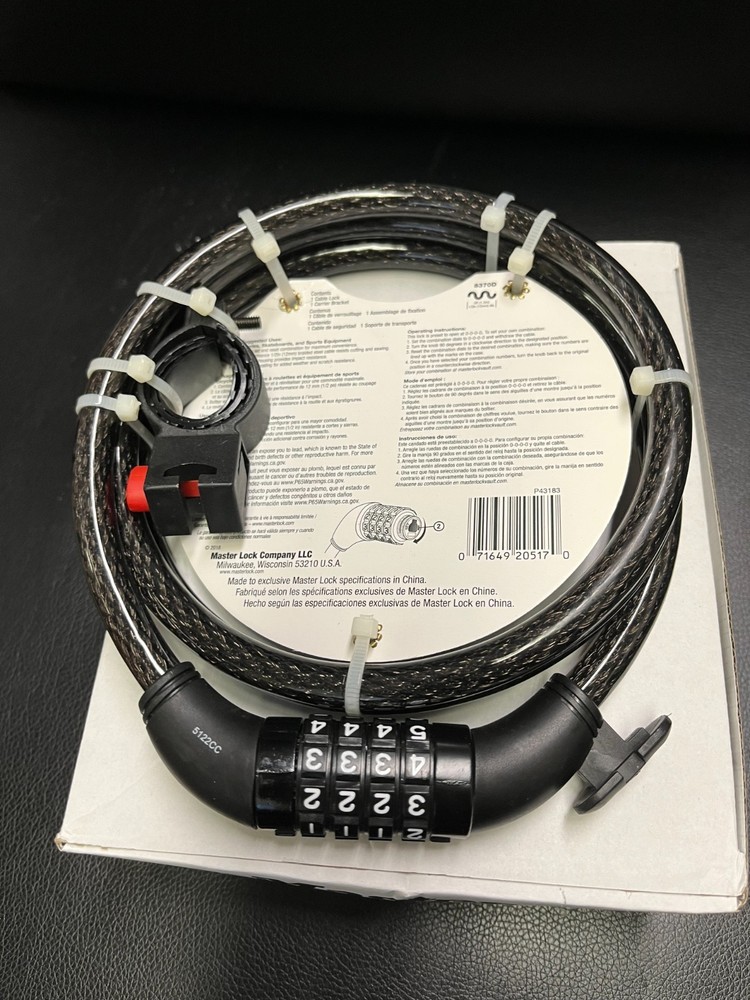Master Lock 8370D, Cable Combination Lock Bike Lock, Black - 5FT