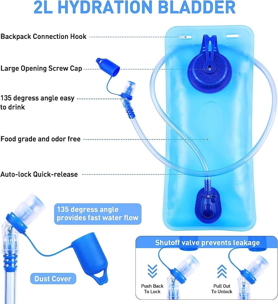 Hydration Pack, Hydration Backpack w/2L Hydration Bladder Lightweight Insulation