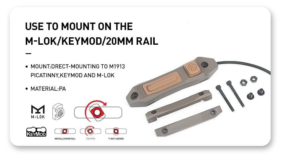 Tactical Augmented Dual Function Tape Switch For M300 M600 Light Fit Keymod Mlok