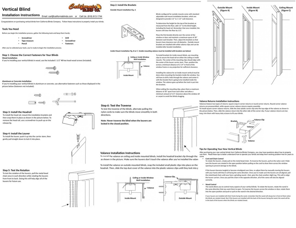 Vertical Blind Headrail Custom Made to Your Size & Stack