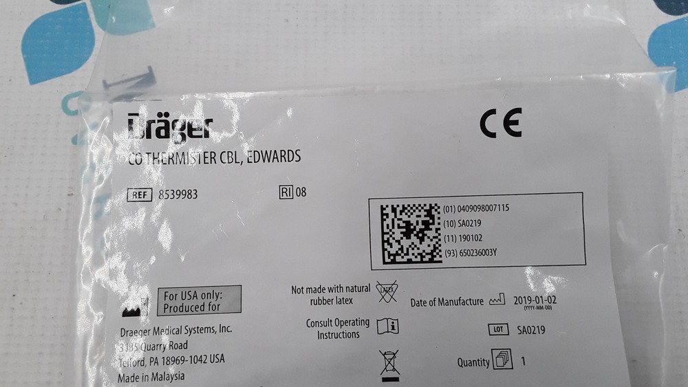 Drager CO Thrmister CBL Edwards REF 8539983