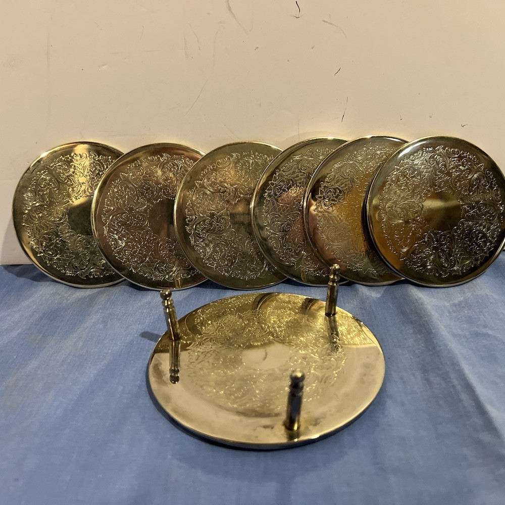 Vintage 7 Piece Silver Plate Coaster Set