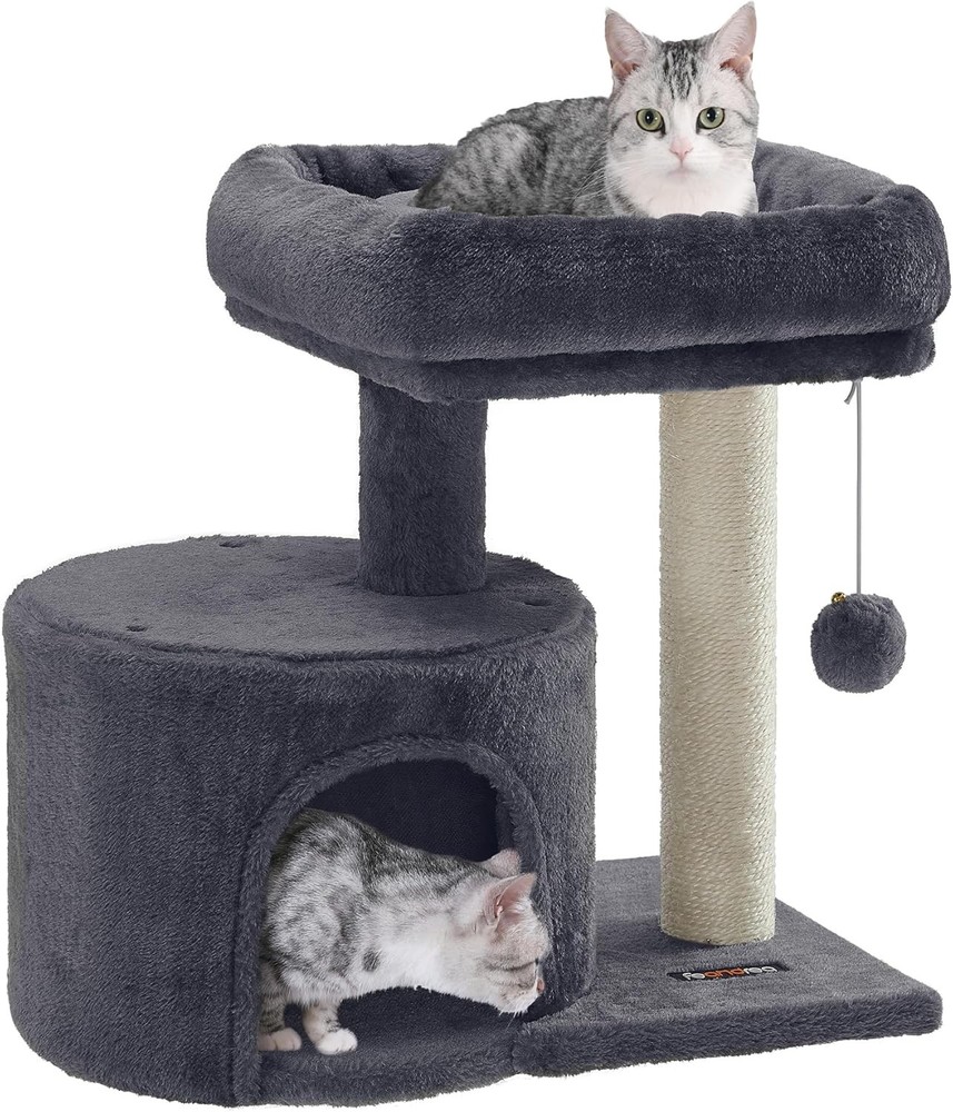 Cat Tree, Small Cat Tower with Sisal Scratching Post, Plush Condo