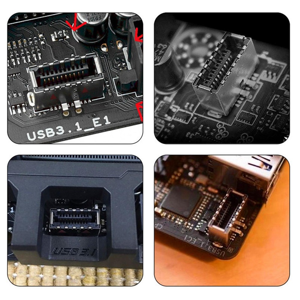 Plastic + Metal Plug & Play Type E PCI-E to Type C Female Cable Extension Wire