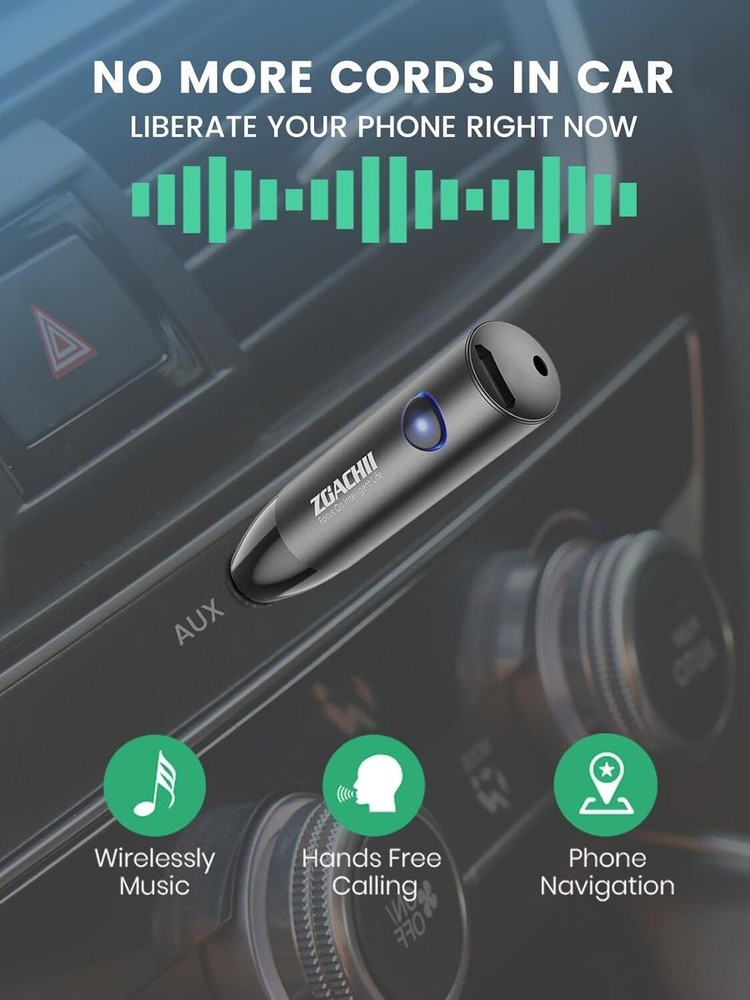 Adaptador Auxiliar Bluetooth para Coche Receptor de Audio Inalámbrico Bluetooth.