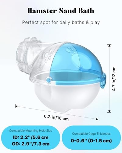 Hamster Sand Bath Container, Removable Hamster Dust Bath & Bathroom, Multi