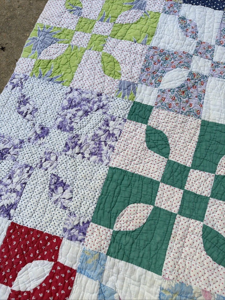 VTG Small Patchwork Cotton Quilt 74" X 58"