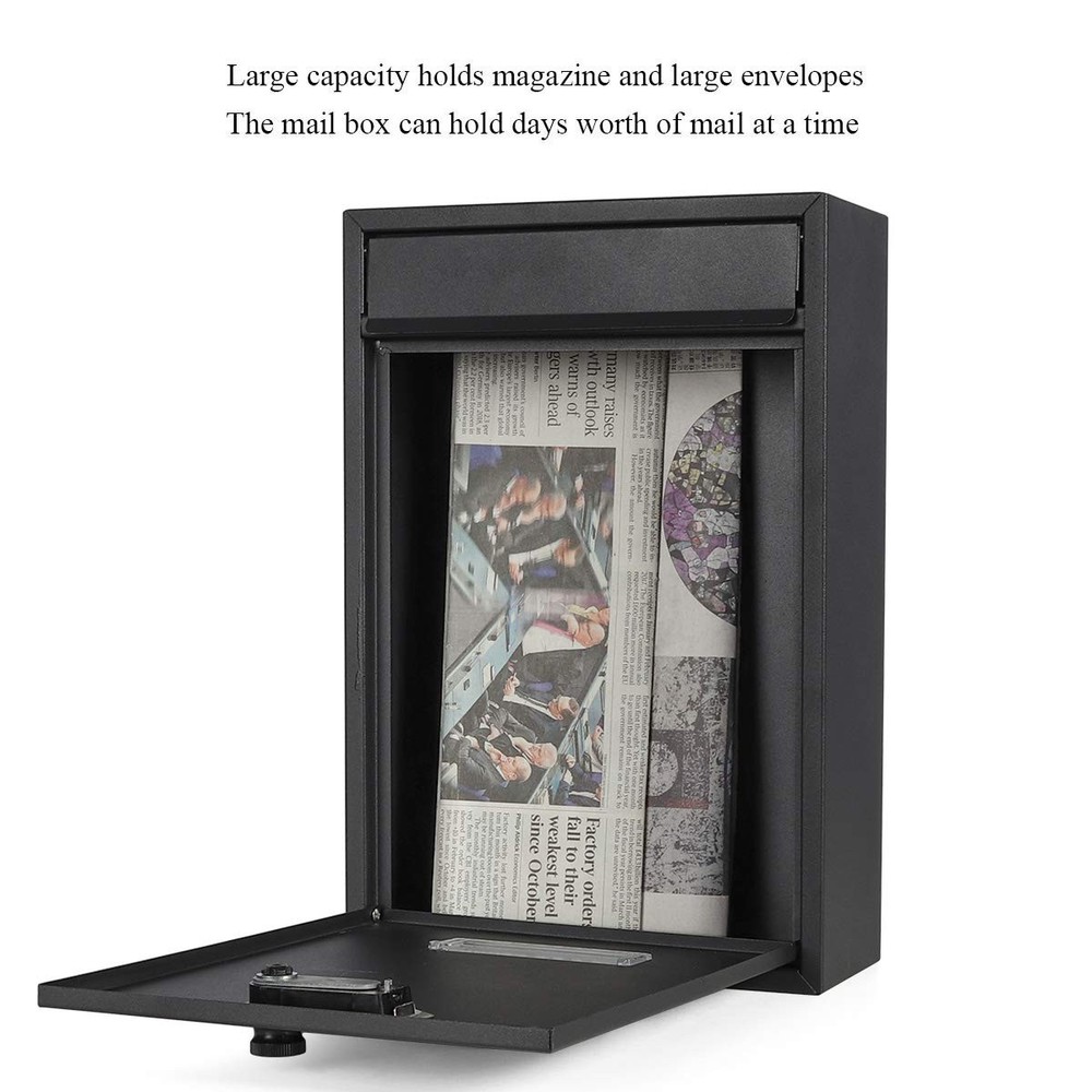 Locking Mailbox Wall Mounted Vertical- Medium, 06 Black Matt Combination Lock