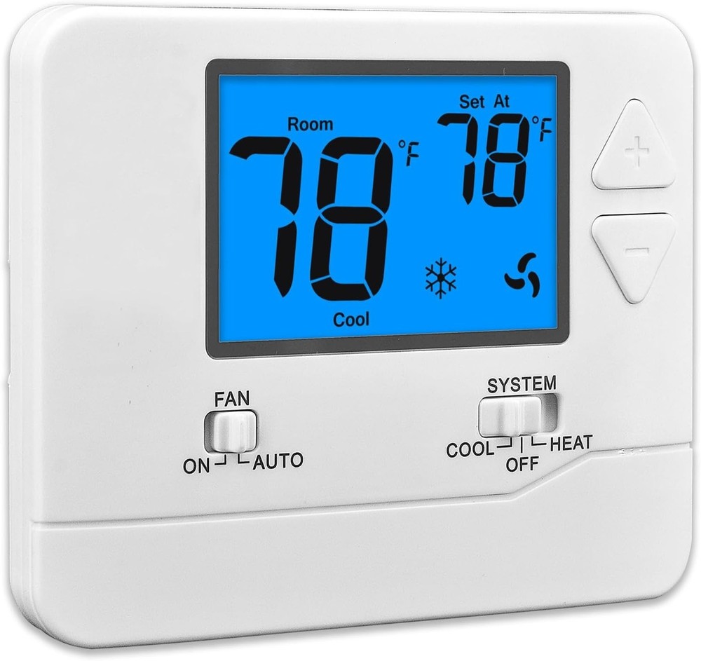 Digital Non-Programmable Thermostat 1 Heat/1 Cool - Easy Push Button Control