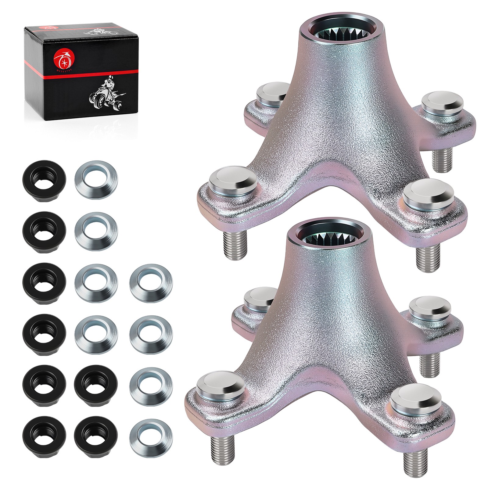2 Rear Wheel Hubs for Honda Sportrax 400 TRX400EX 2x4 1999-2008 w/ Nuts Adaptors