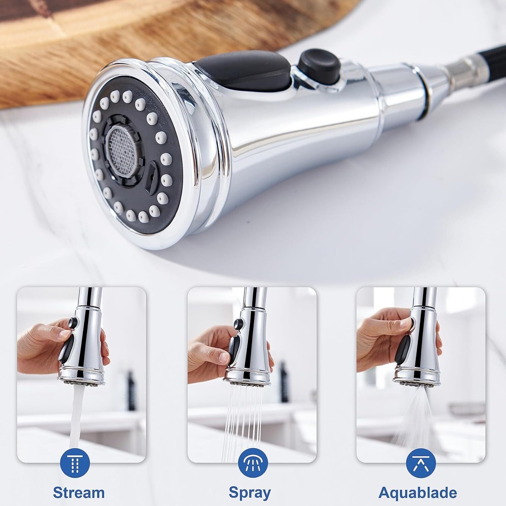 Pull Down Kitchen Faucet Head Replacement 3-Gear Faucet Head Sink Spray Nozzle