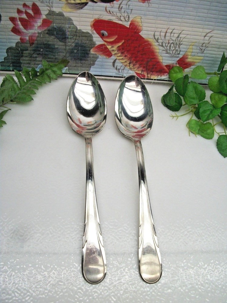 2    International Silver    ARGYLE   Silverplate  Solid Serving Spoons    1938