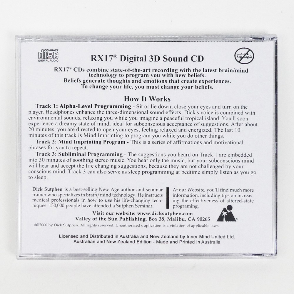 HEALING FORCE Self Hypnosis CD Dick Sutphen Guided Imagery Heal Mind & Body