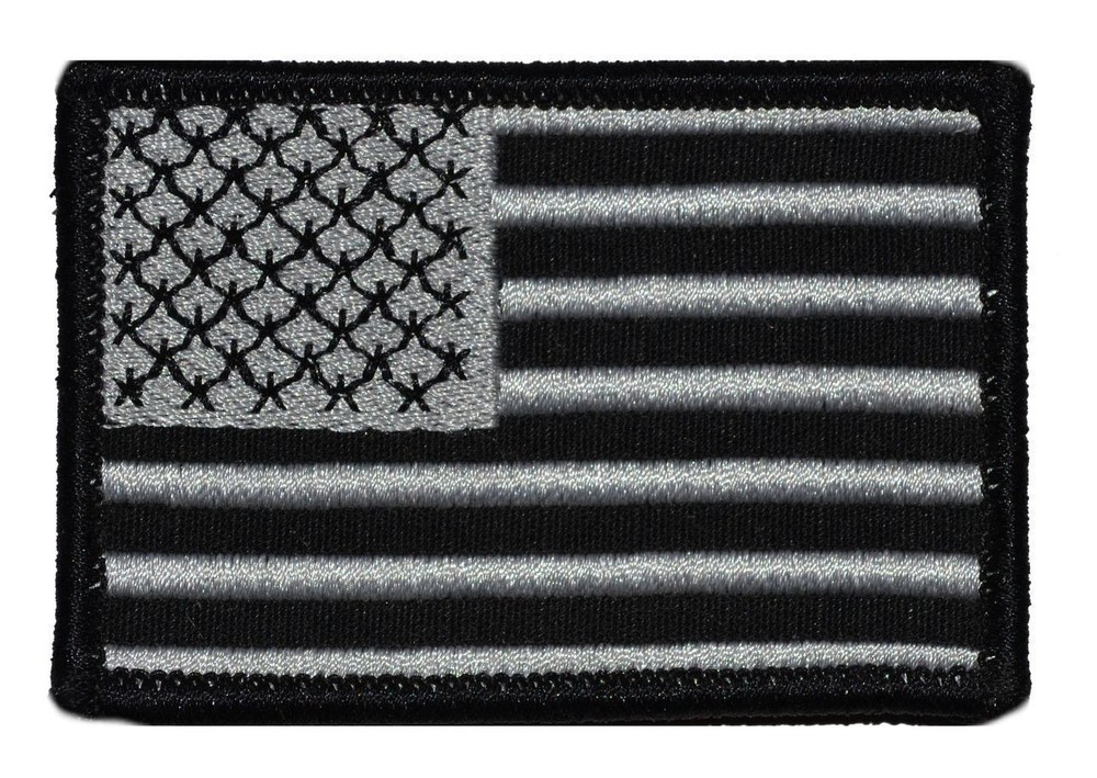 USA Flag 2x3 Military/ Patch Hook Backing Black w/ Silver Stitching