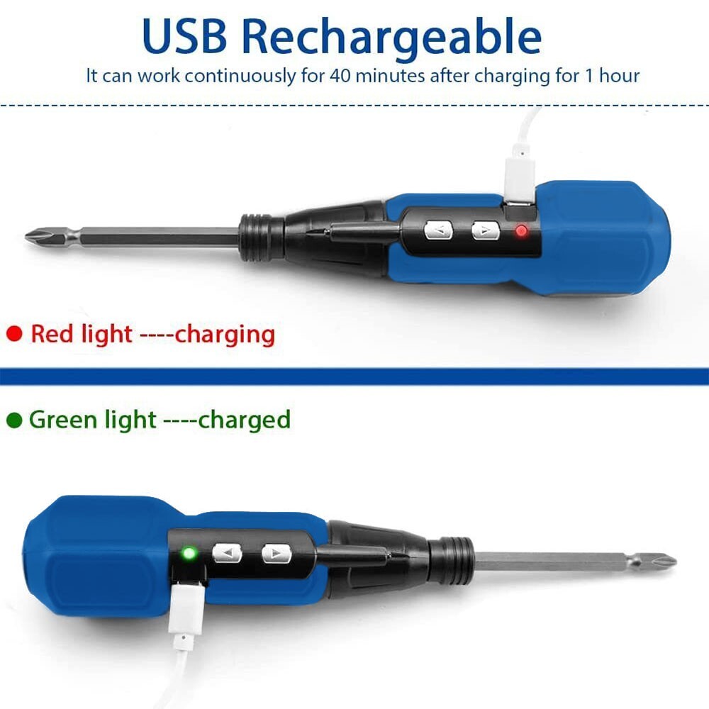 Rechargeable Cordless Electric Screwdriver Set LEDLight Mini Power Tool + BitsUK