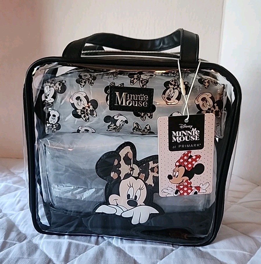 3 Piece Disney Minnie Mouse Travel Make-up Cosmetic Bag Set. PMK. +ZipperCharm