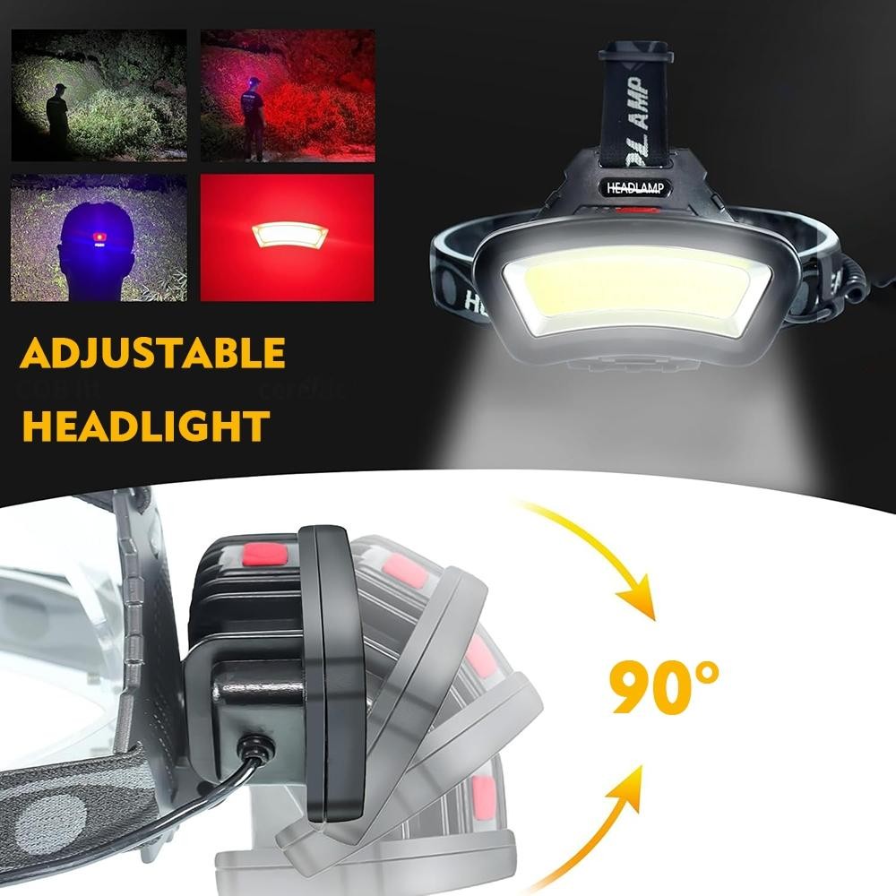 2 Pack LED Headlamp Headlight USB Rechargeable Waterproof Head Light Flashlight