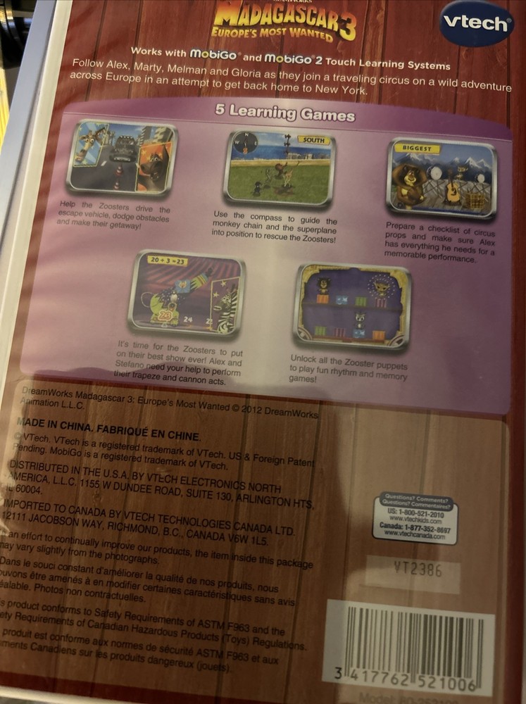 VTech MobiGo Touch Learning System Software - Monsters University Madagascar 3