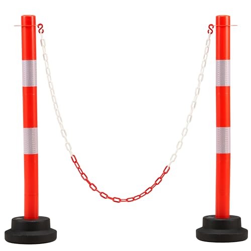 2 Pack 34 Inch Traffic Delineator Post with Reflective Collar 2PCS Orange