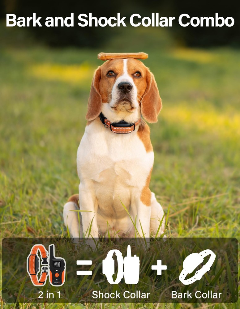 PaiPaitek Bark Activated Shock Collar with Remote - Automatic Bark and Traini...