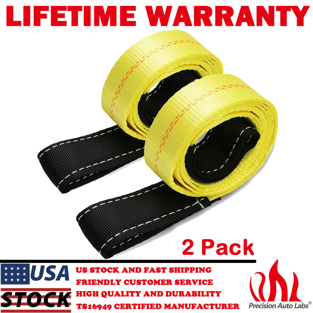 2 Pack 6' x 2" Nylon Flat Lifting Sling Strap Loops Eye & Eye Polyester Webbing