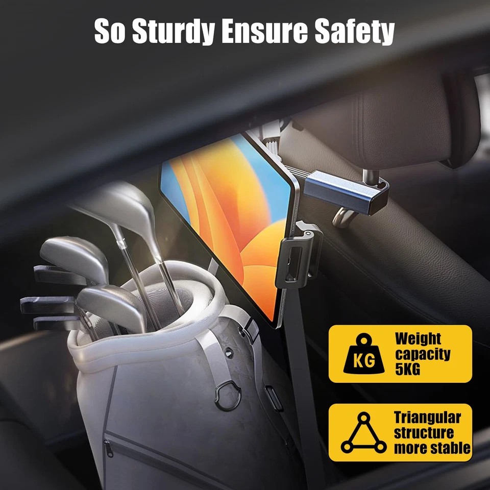 Tablet Holder 360° Car Back Seat Headrest Mount for 4.7-12.9" iPad Phone Samsung