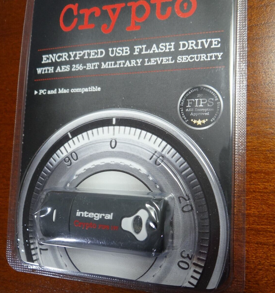 16GB Integral Crypto USB Flash Drive with AES 256-bit Military Level Security