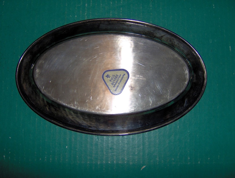 Serving Plate Platter Silver Paul Revere Reproduction Oneida Oval 9 1/4" Tarnish