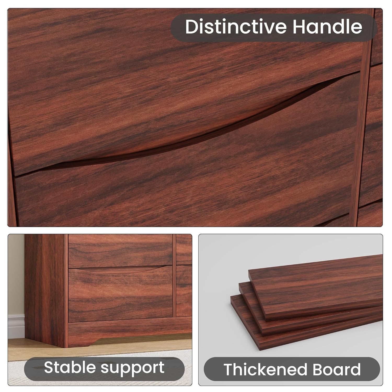 Wooden 9 Dresser for Bedroom, Long Storage Dresser Modern Closet for Bedroom