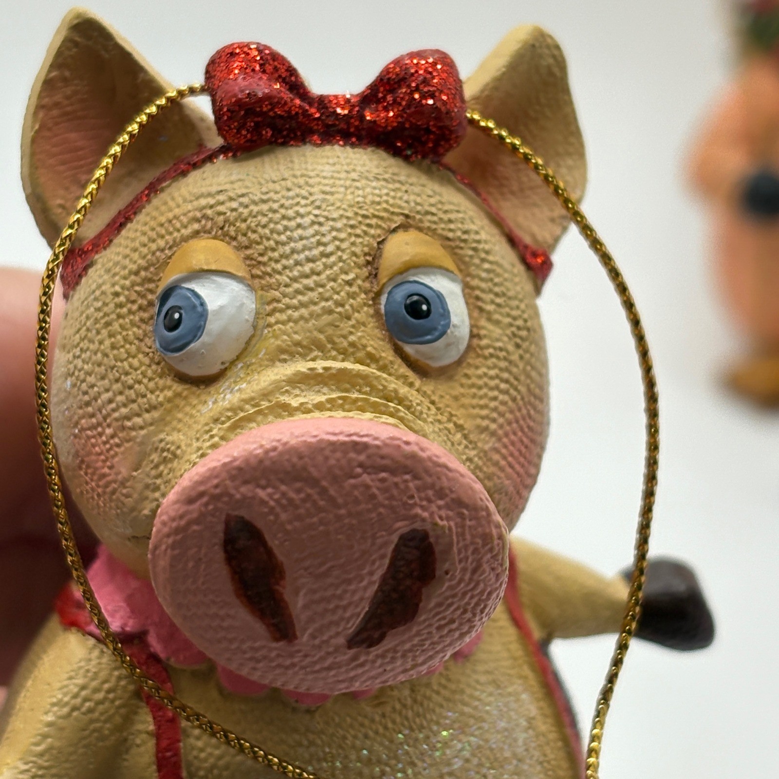 Charming Pig Ornaments Set of 2 Whimsical Holiday Decorations