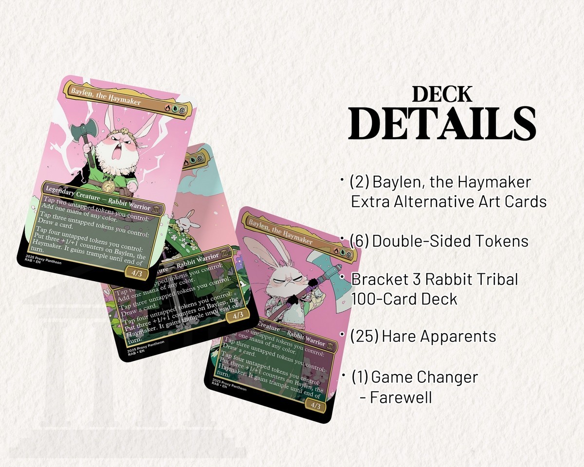 Rabbit Tribal Proxy Deck | 108 Playtest Cards | High Quality Altered Art