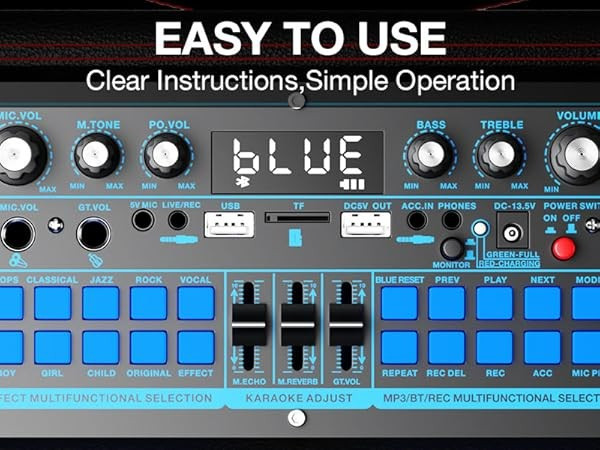 Karaoke Machine with Two Wireless Microphones, Portable Bluetooth Speaker-New!!!